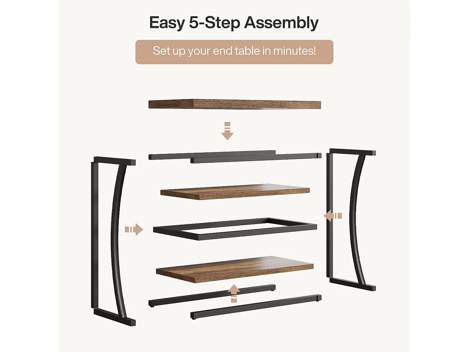 Mesa Lateral Pequena e Estreita, Mesa Decorativa de Metal no Estilo Rural para Sala de Estar, Quarto, Espaços Pequenos, Lado da Cama