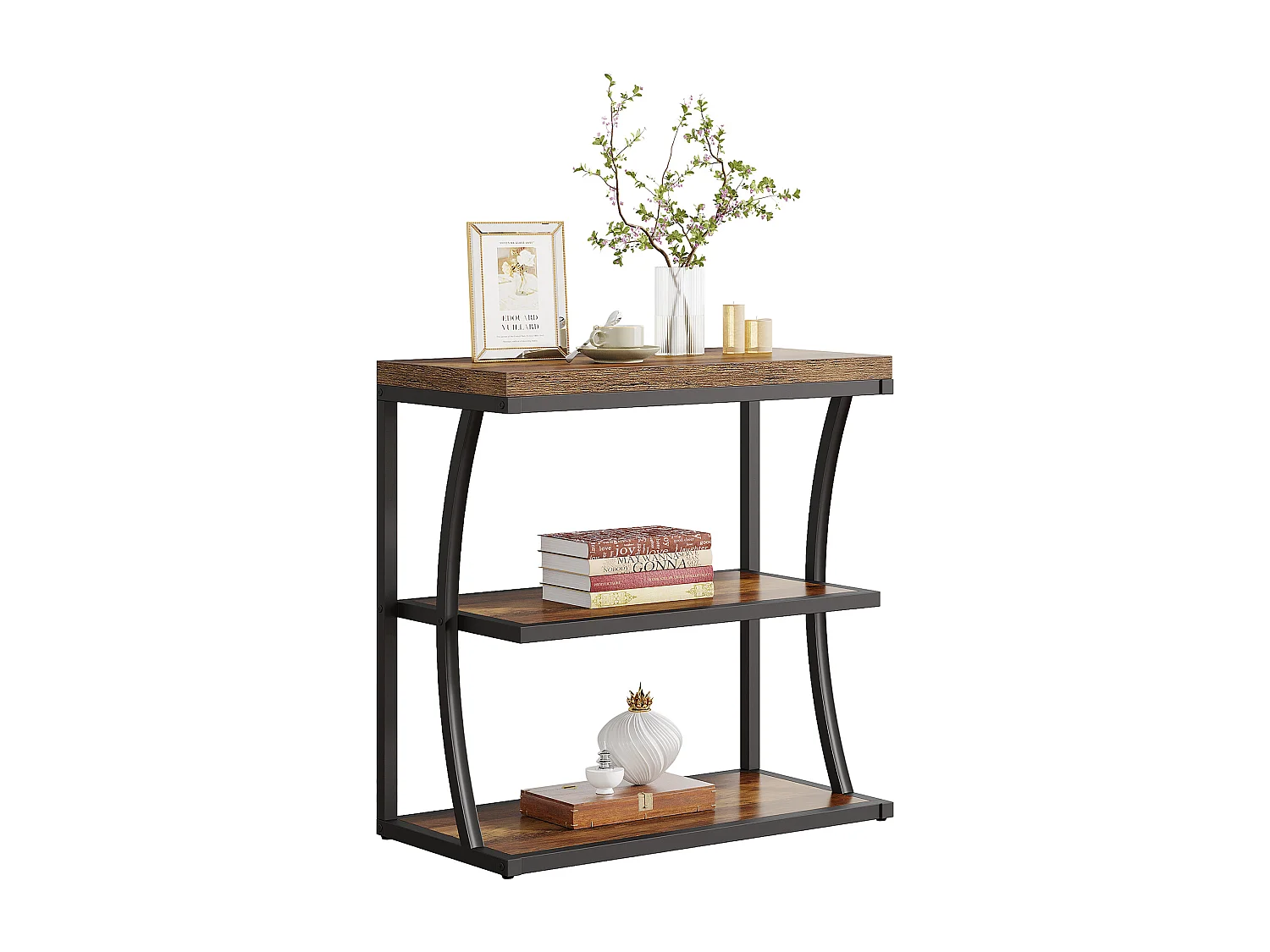 Petite table d'appoint étroite, table de chevet en métal style ferme, idéale pour le salon, la chambre, les petits espaces ou comme table de chevet.