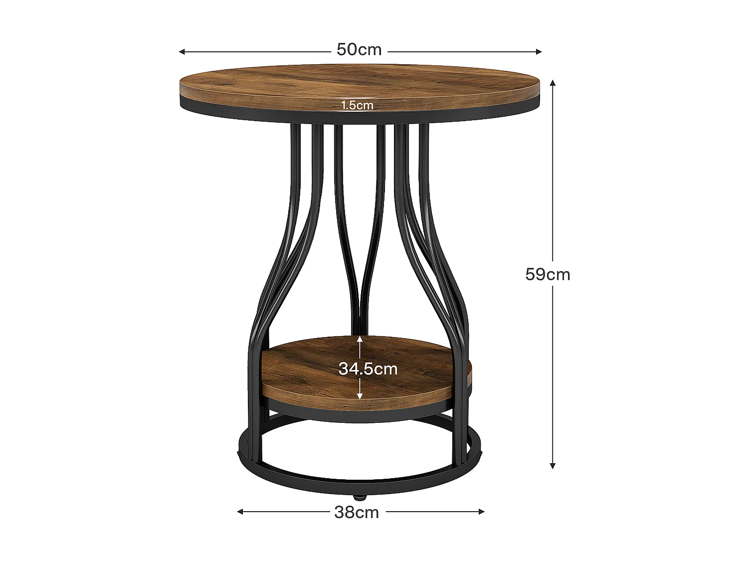 Table d'appoint ronde à deux niveaux, table de chevet moderne, petite table de chevet avec rangement pour canapé