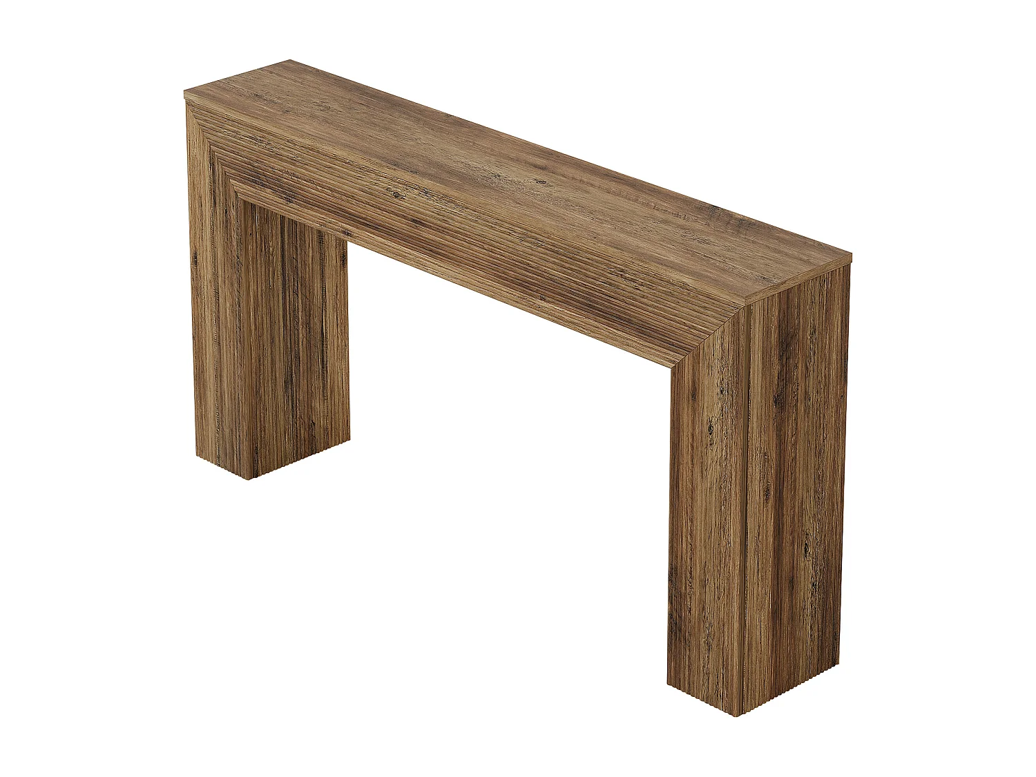 Console de 160 cm, table d'appoint rustique cannelée à placer derrière un canapé dans une entrée