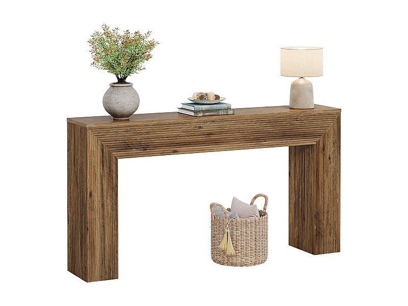 Mesa de Console de 160cm, Mesa Longa Rustica com Canaletas para Sofá ...