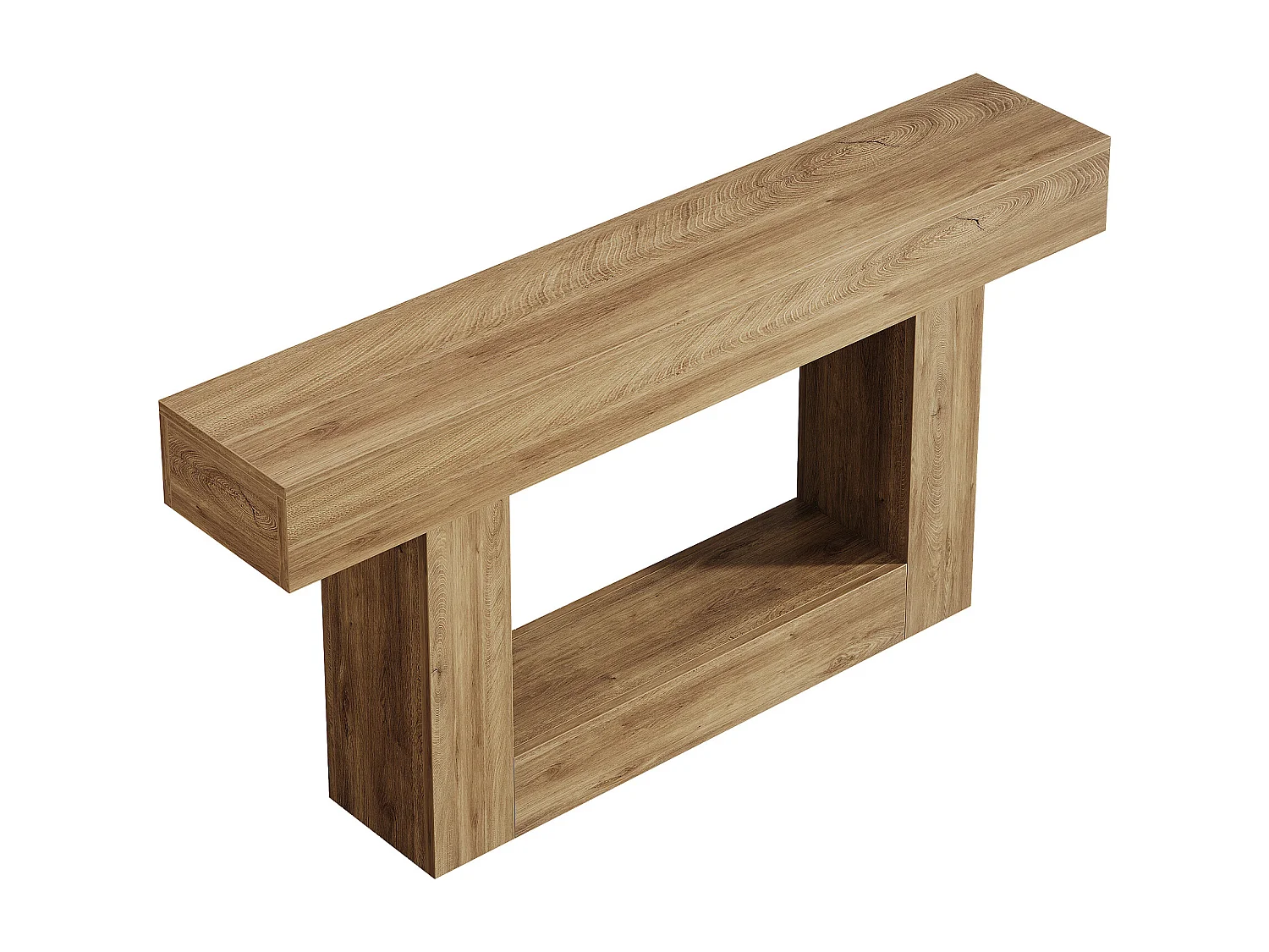 Console 160 cm, table d'entrée à deux niveaux de style campagnard, table d'appoint derrière le canapé