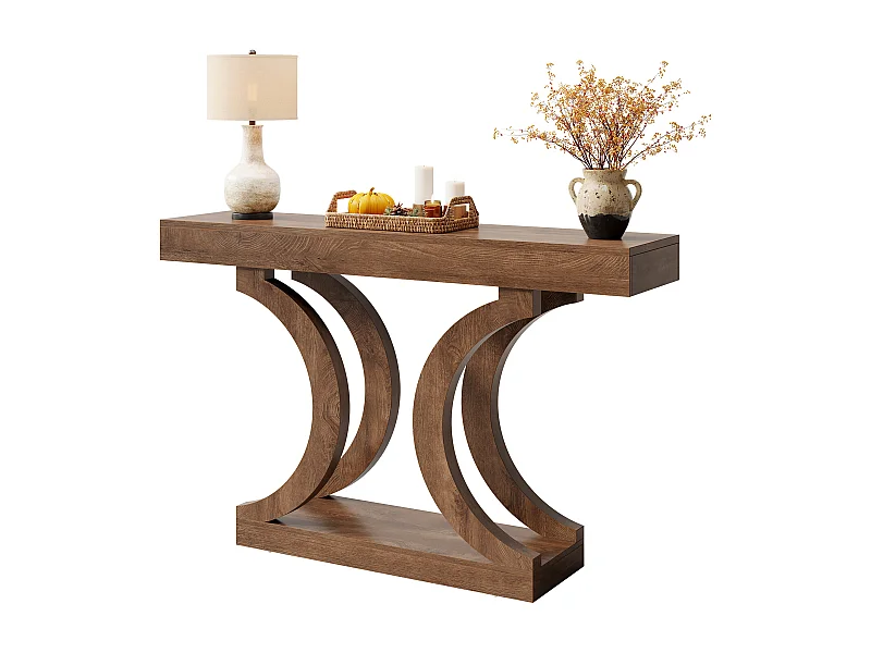 Console de style campagnard pour entrée, table d'appoint étroite de 110 cm à placer derrière le canapé, avec pieds incurvés
