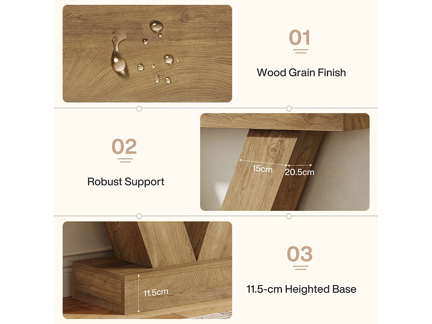 Console de 105 cm, table d'entrée avec pieds en V, idéale pour le salon ou le couloir, à placer derrière un canapé ou un fauteuil.