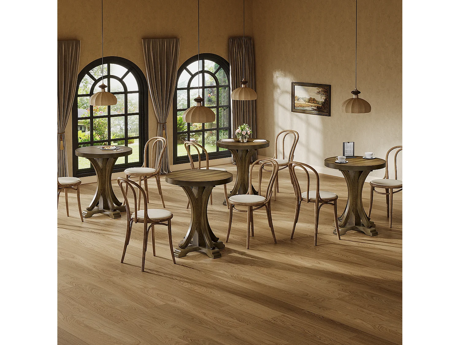 Table de salle à manger ronde pour 2 personnes, table de bistro rétro avec pieds en sapin massif