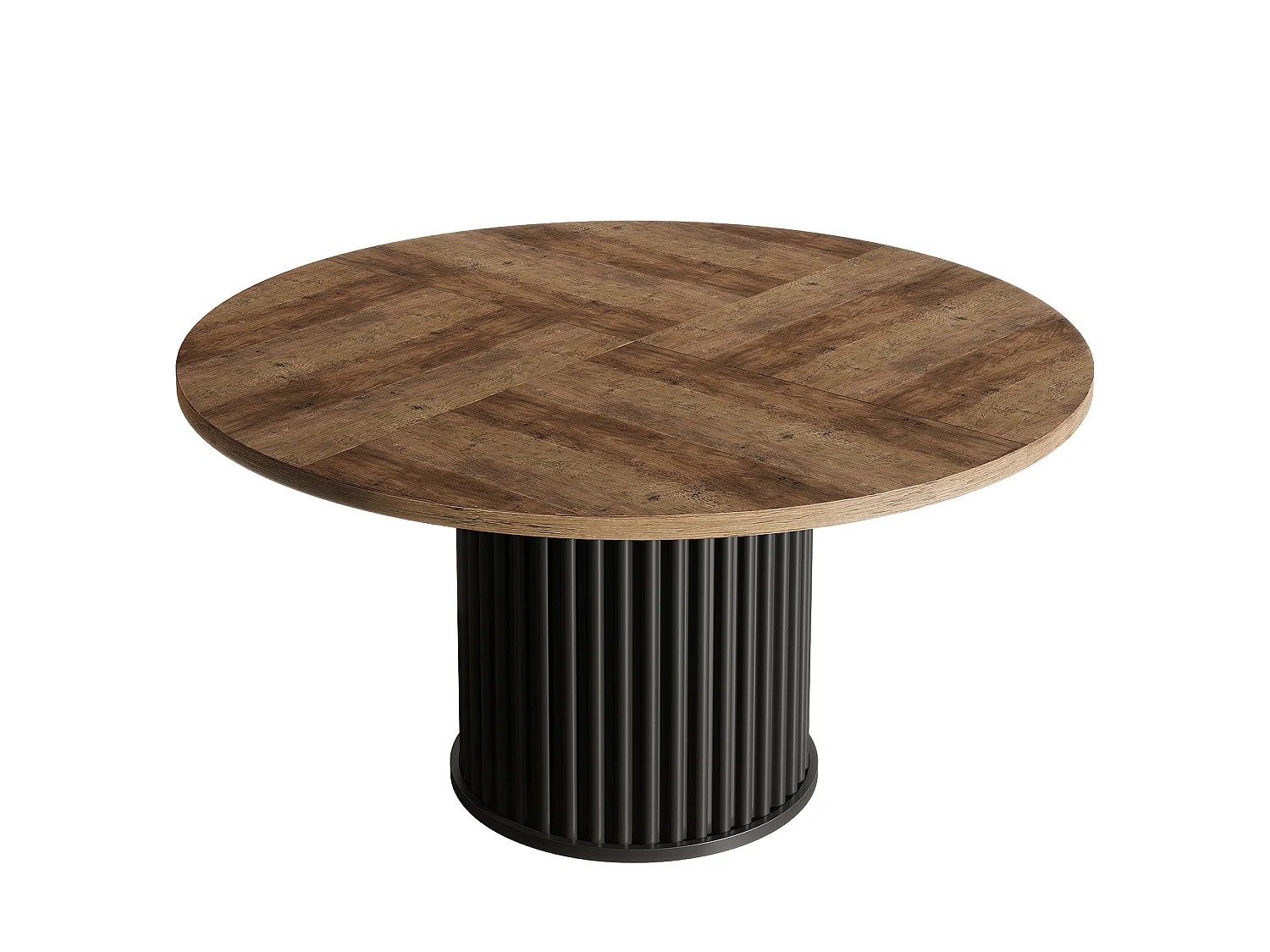 Ronde eettafel voor 4-6 personen, 120 cm, moderne ronde keukentafel met gegroefde ronde voet.