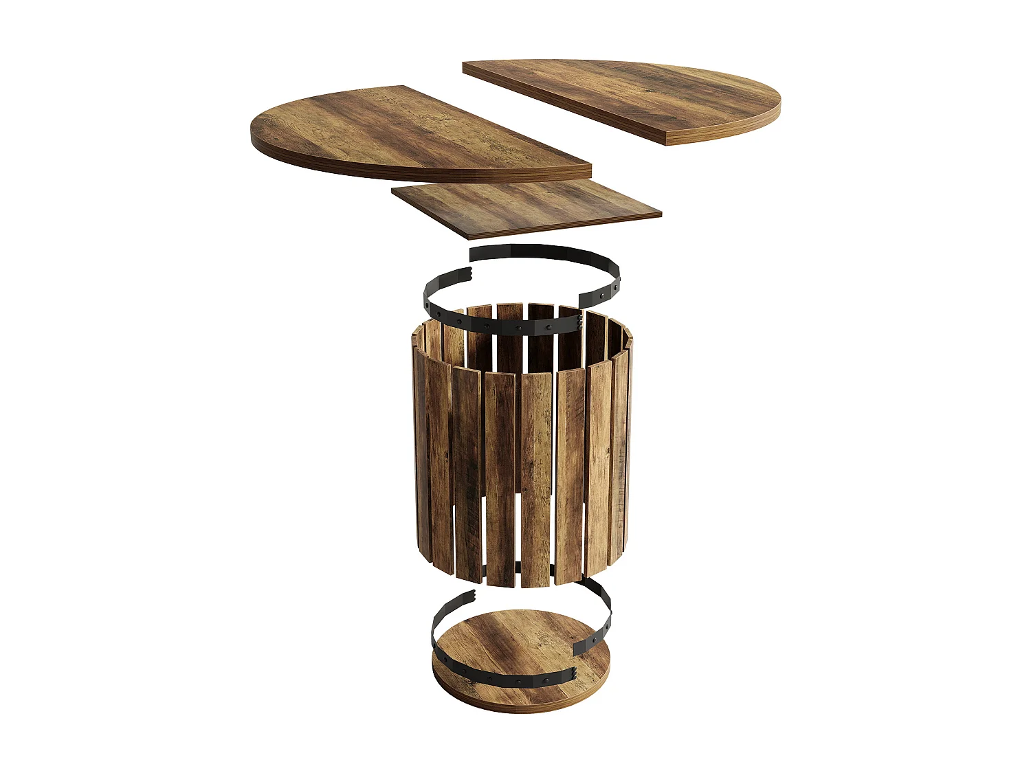Table de salle à manger ronde de style campagnard, table de 100 cm pour 4 personnes, table de cuisine ronde