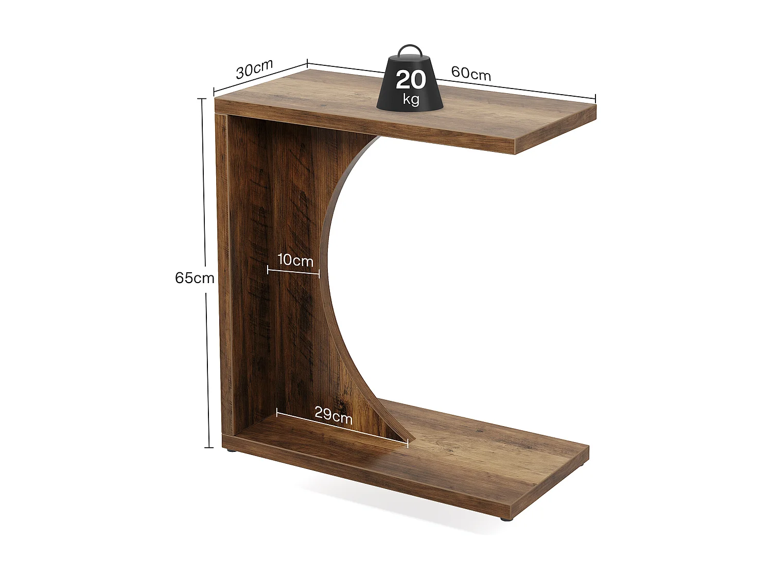 Mesa Lateral em Forma de C para Sofá, Mesa de Cabeceira Pequena para Sofá, Mesa de Cabeceira para Sala de Estar e Quarto