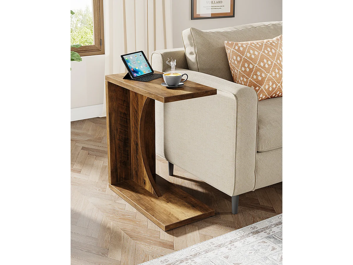Mesa Lateral em Forma de C para Sofá, Mesa de Cabeceira Pequena para Sofá, Mesa de Cabeceira para Sala de Estar e Quarto