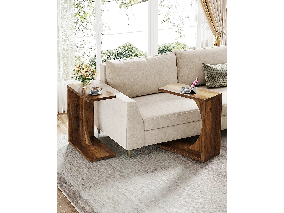 Mesa Lateral em Forma de C para Sofá, Mesa de Cabeceira Pequena para Sofá, Mesa de Cabeceira para Sala de Estar e Quarto
