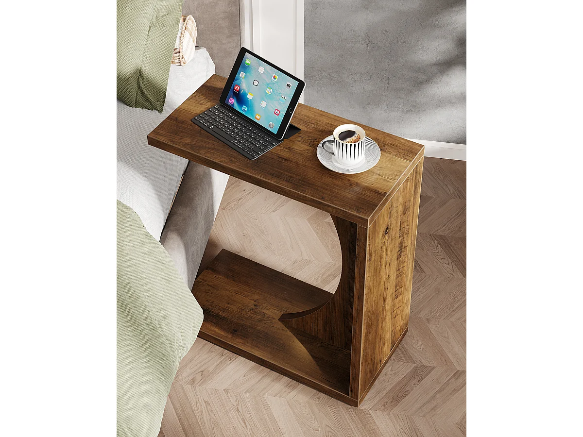 Mesa Lateral em Forma de C para Sofá, Mesa de Cabeceira Pequena para Sofá, Mesa de Cabeceira para Sala de Estar e Quarto