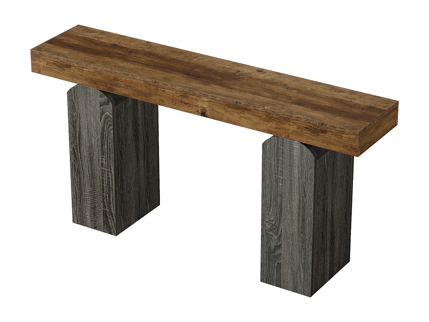 Table console d'entrée de 160 cm de long, style ferme, avec 2 pieds arqués.