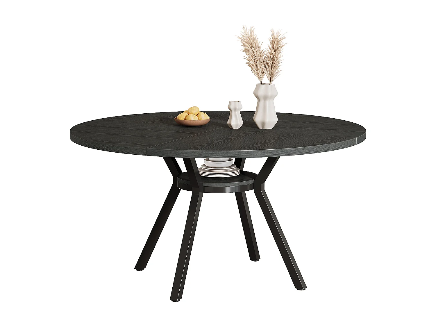 Okrągły stół jadalny dla 4 osób, 120 cm, stół jadalniany w stylu industrialnym z metalową podstawą, stół kuchenny