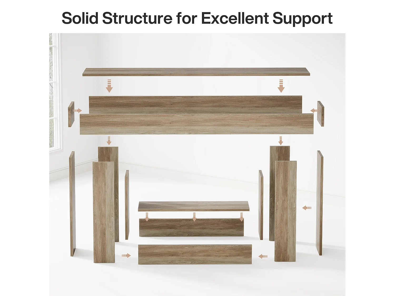 Stolik konsolowy 160 cm, dwupoziomowy stolik do przedpokoju w stylu rustykalnym, stolik za kanapą, szary