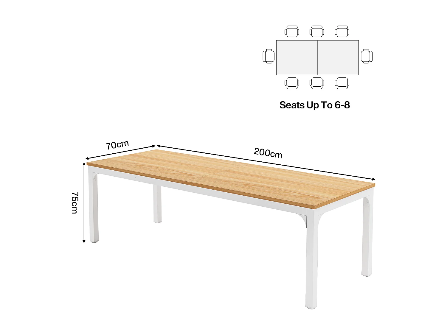 Bureau pour 2 personnes, bureau d'ordinateur extra long de 200 cm, poste de travail double pour bureau à domicile