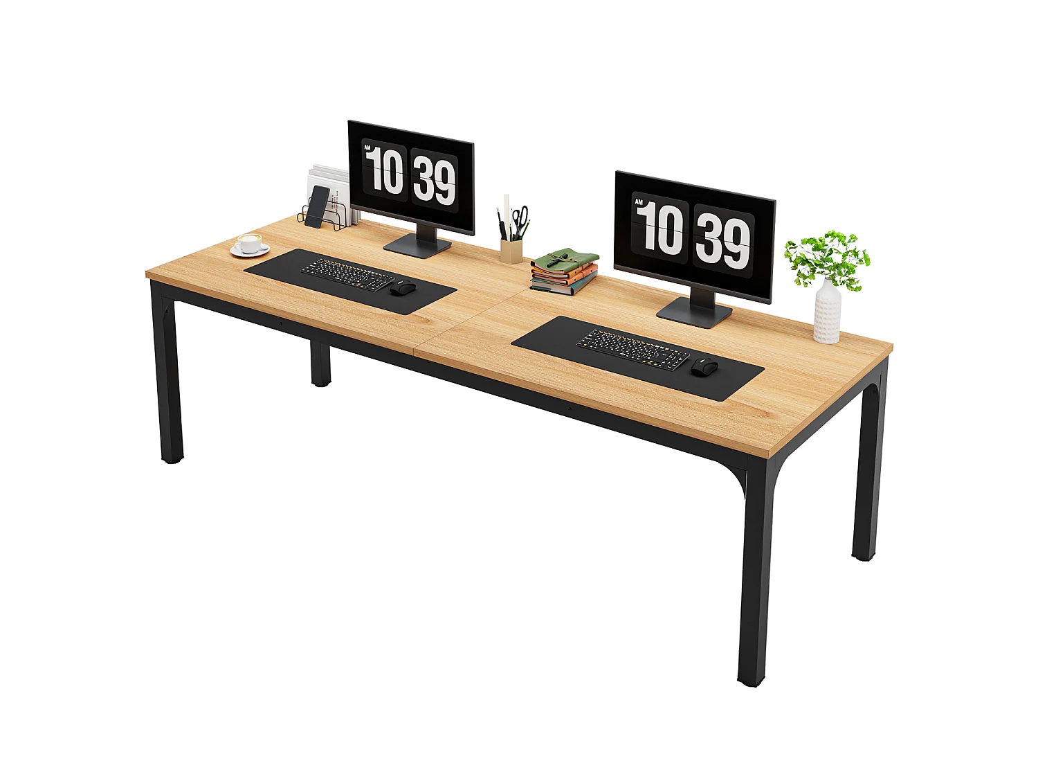 Biurko do domowego biura dla 2 osób, biurko komputerowe o długości 200 cm, podwójne stanowisko pracy do domowego biura