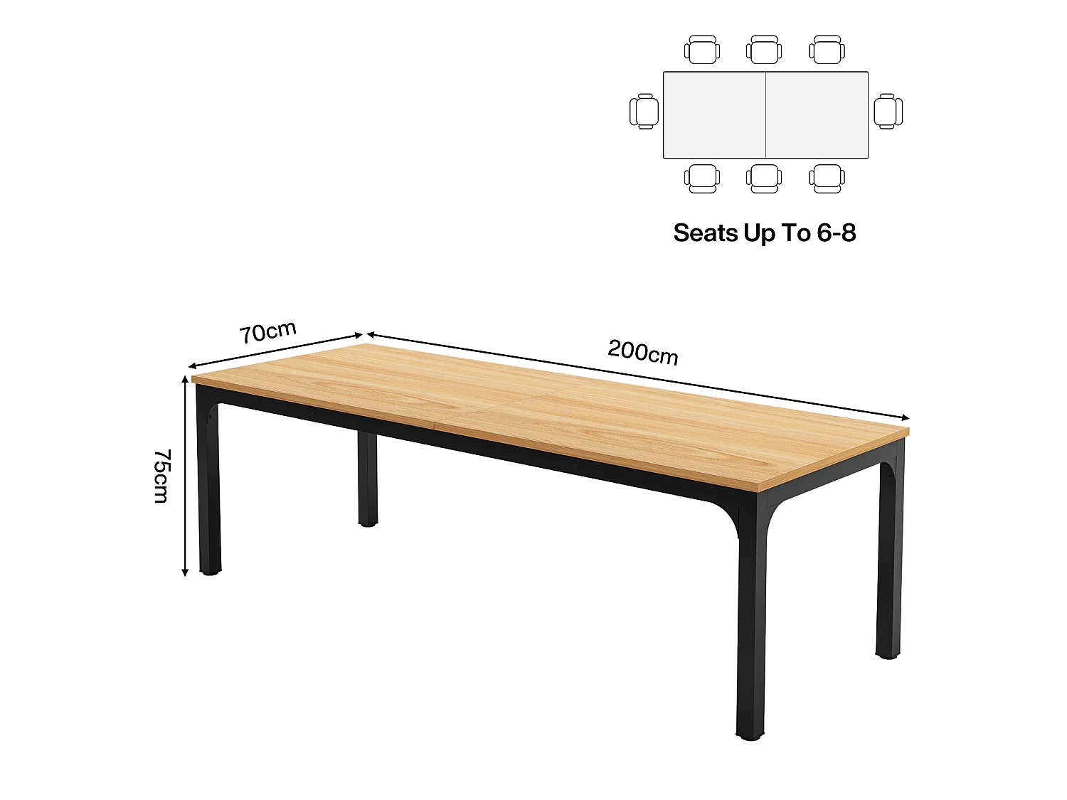 Biurko do domowego biura dla 2 osób, biurko komputerowe o długości 200 cm, podwójne stanowisko pracy do domowego biura
