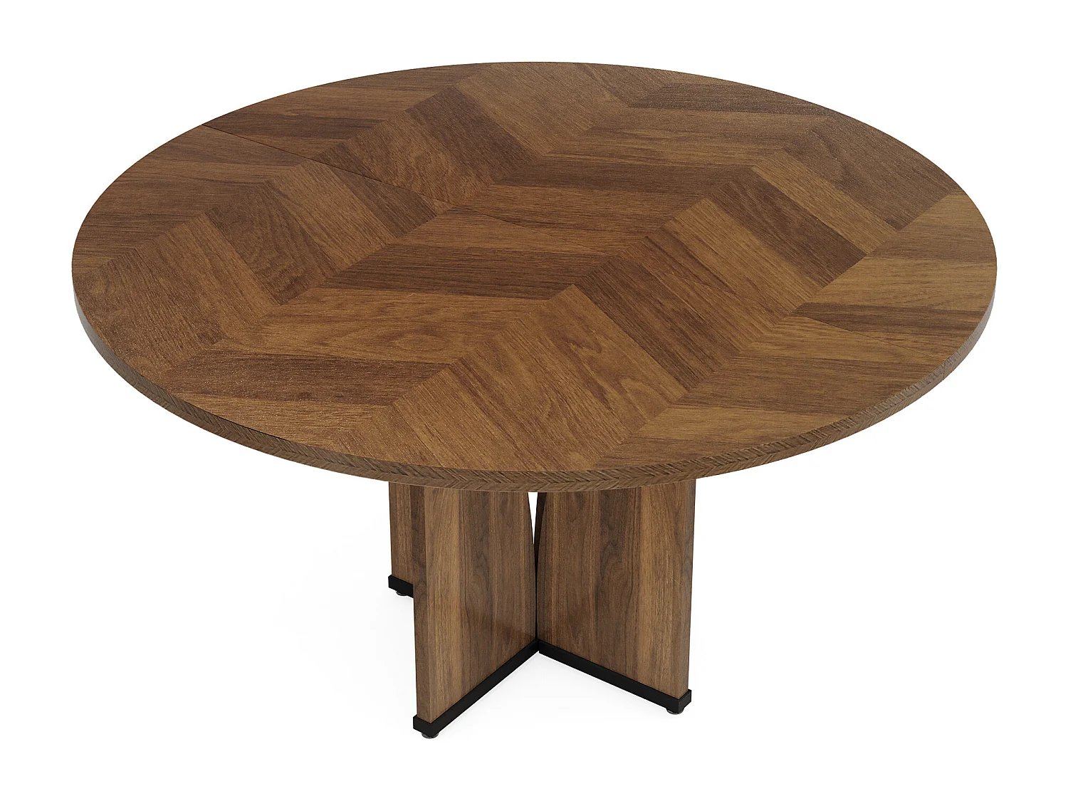 Table de salle à manger ronde pour 4 personnes, table de cuisine rustique avec pied central stable en forme de X