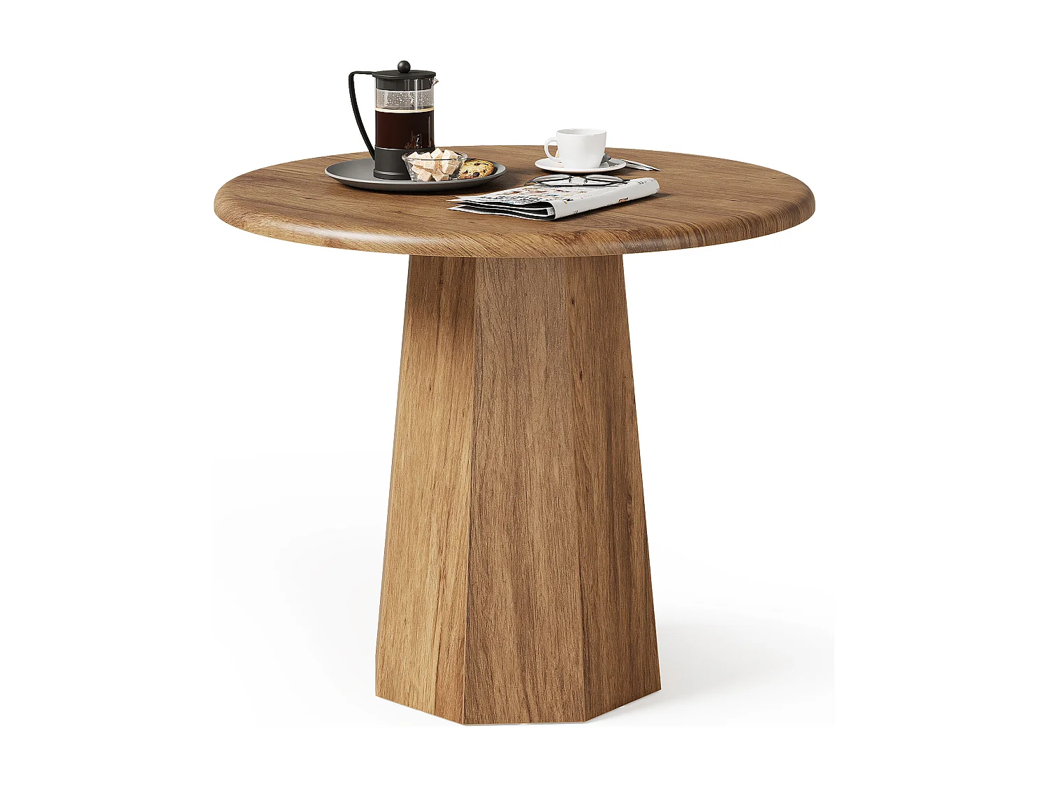 Petite table ronde pour 2 à 4 personnes, table de cuisine de 80 cm avec piètement octogonal pour salle à manger