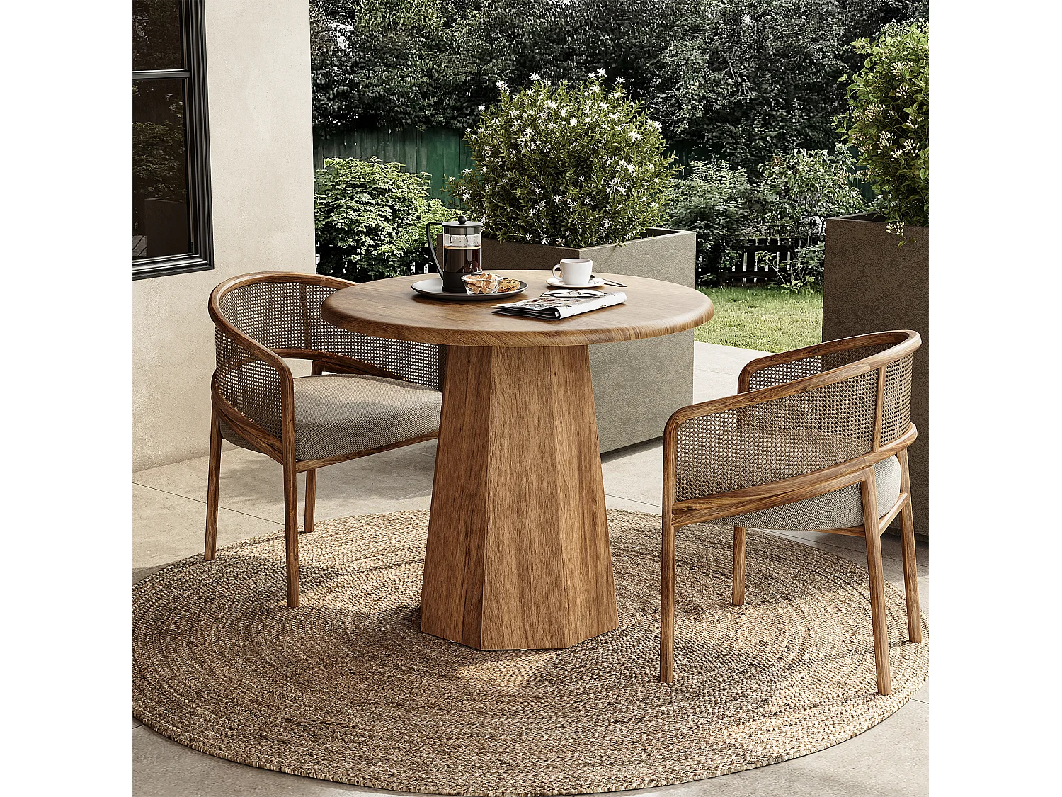 Petite table ronde pour 2 à 4 personnes, table de cuisine de 80 cm avec piètement octogonal pour salle à manger