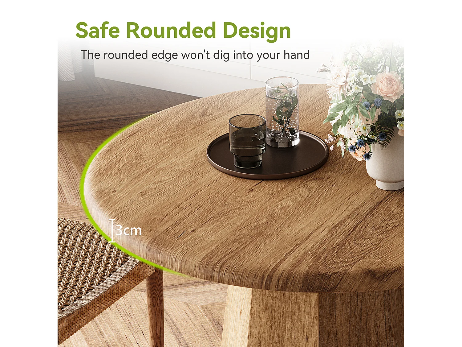 Petite table ronde pour 2 à 4 personnes, table de cuisine de 80 cm avec piètement octogonal pour salle à manger