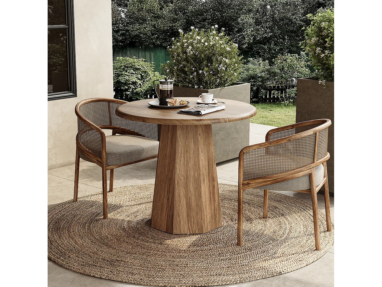 Petite table ronde pour 2 à 4 personnes, table de cuisine de 80 cm avec piètement octogonal pour salle à manger