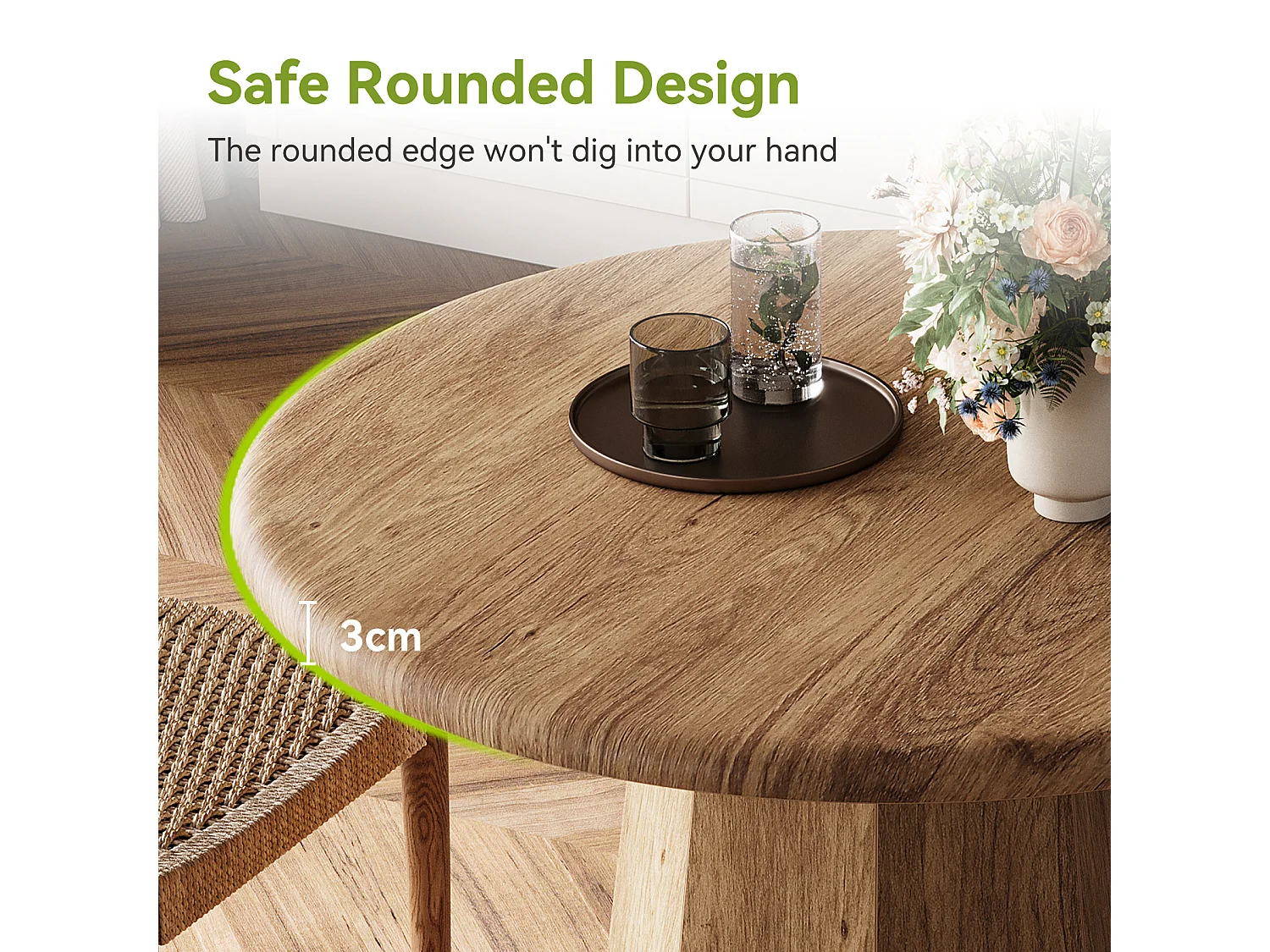 Petite table ronde pour 2 à 4 personnes, table de cuisine de 80 cm avec piètement octogonal pour salle à manger