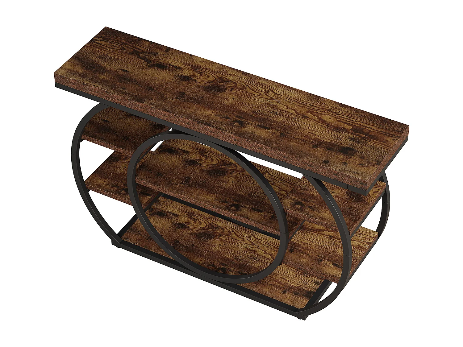 Console de 120 cm, table d'entrée industrielle à 5 niveaux avec structure en métal