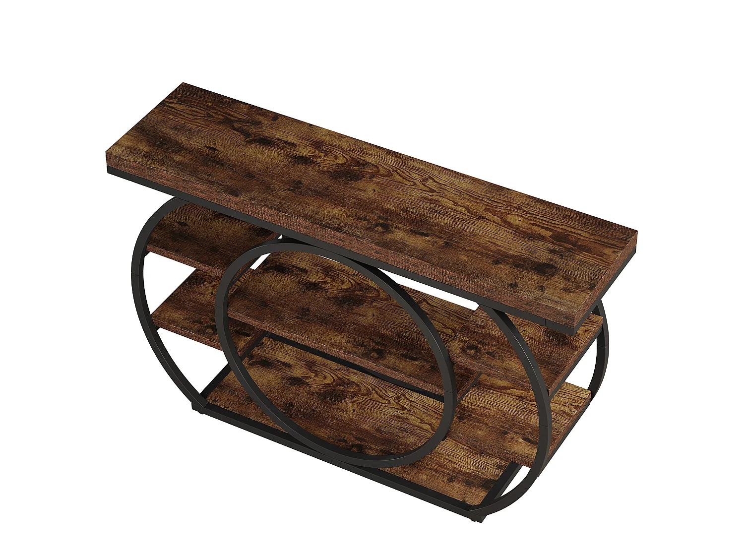 Console de 120 cm, table d'entrée industrielle à 5 niveaux avec structure en métal