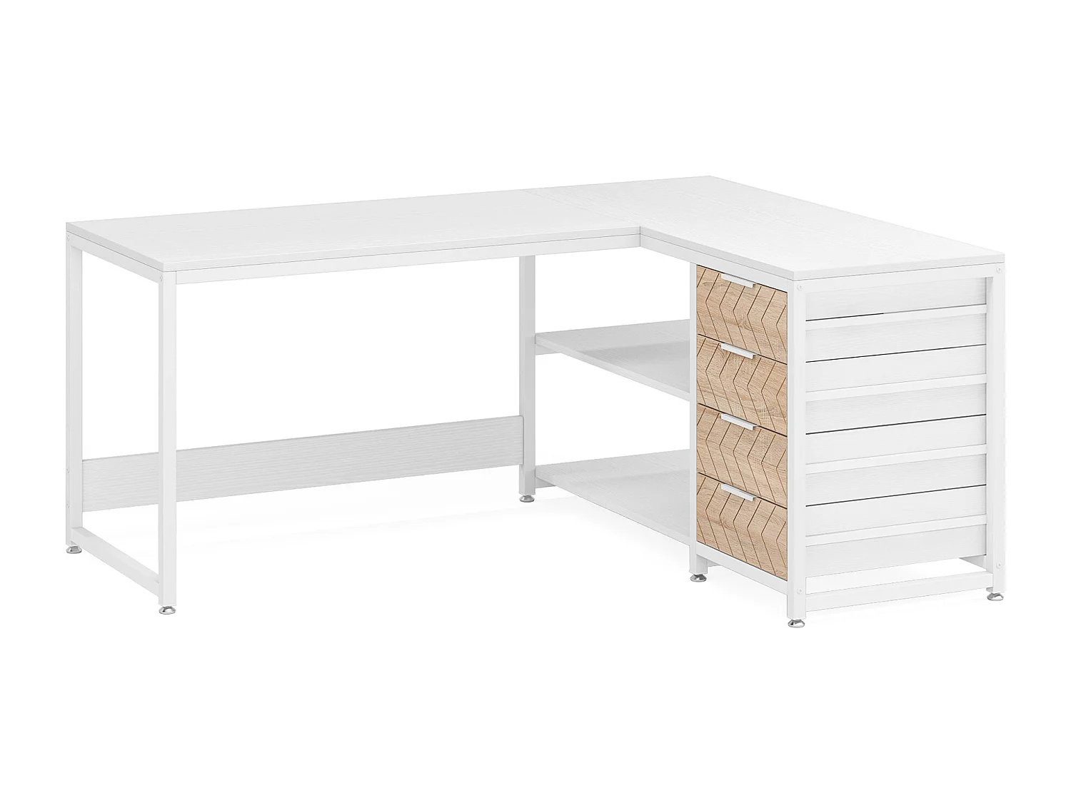 Bureau d'ordinateur en forme de L avec tiroirs de rangement, bureau d'angle réversible