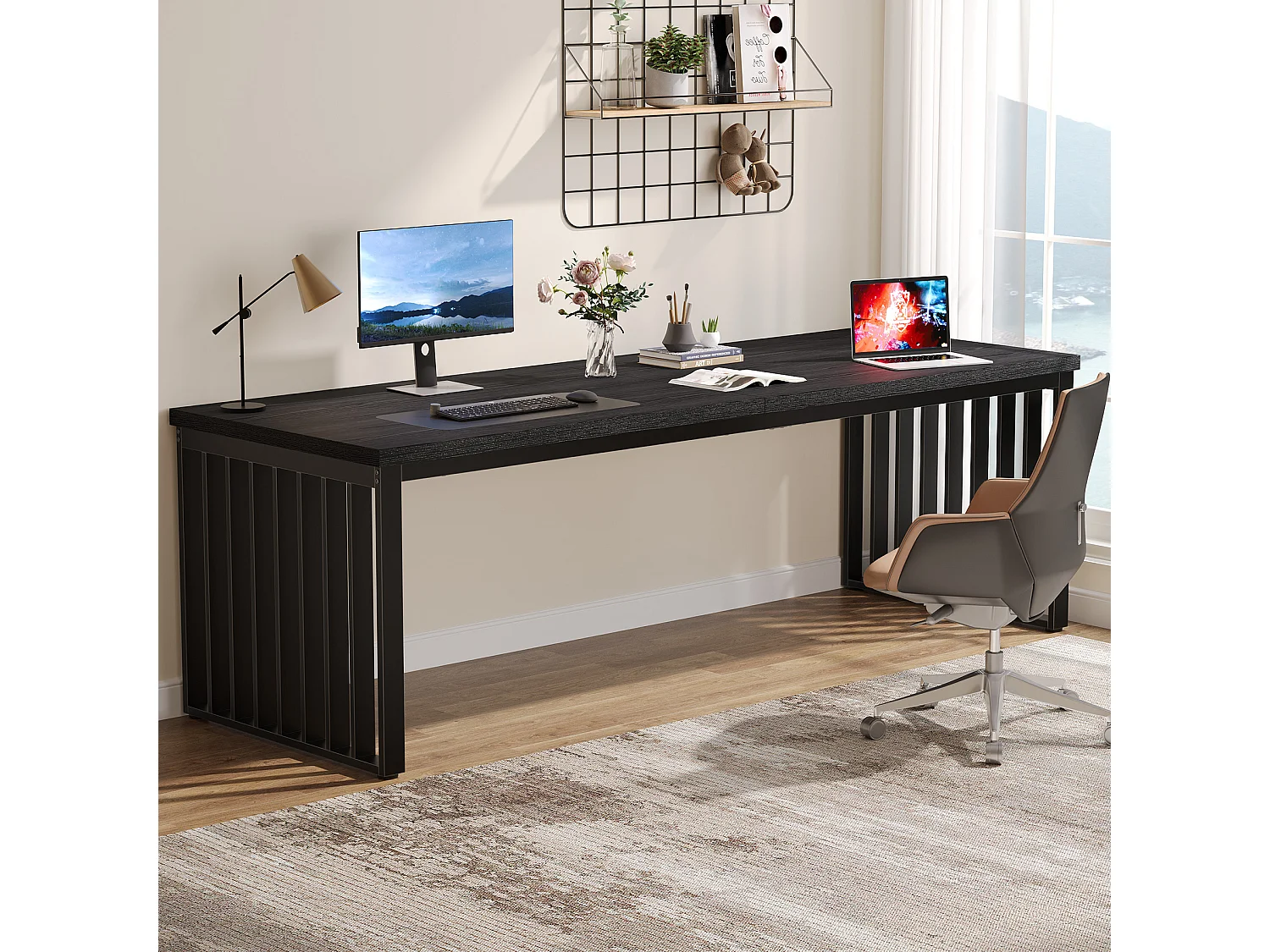 Schreibtisch 180 cm, großer Computertisch, PC-Tisch, Bürotisch, Arbeitsplatz für Home Office