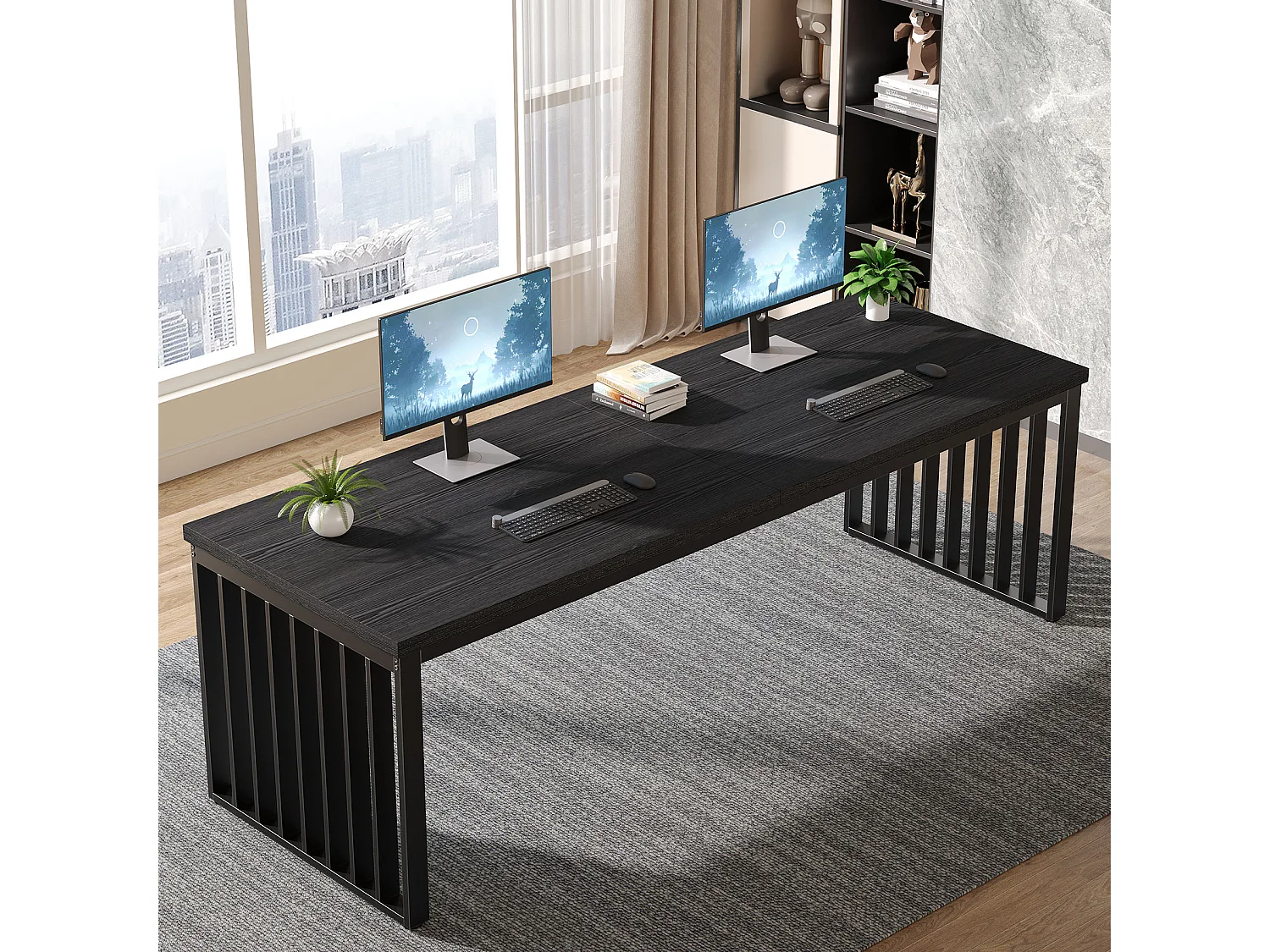 Schreibtisch 180 cm, großer Computertisch, PC-Tisch, Bürotisch, Arbeitsplatz für Home Office