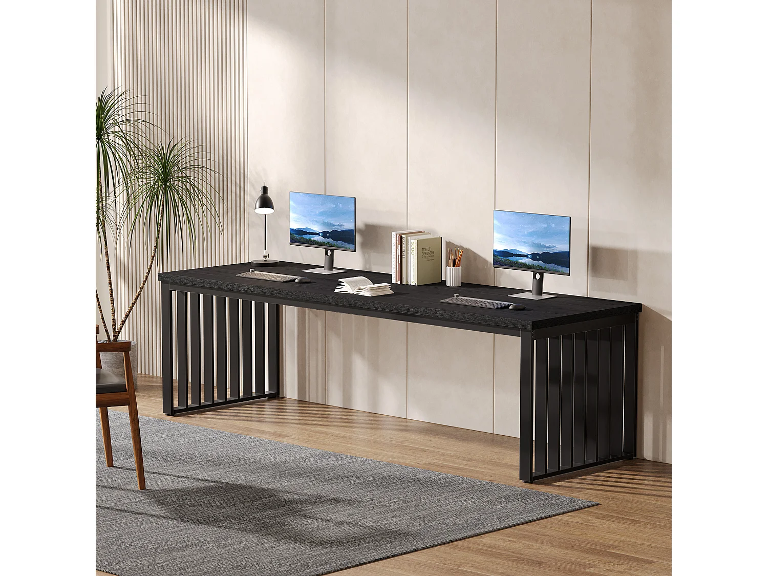 Schreibtisch 180 cm, großer Computertisch, PC-Tisch, Bürotisch, Arbeitsplatz für Home Office