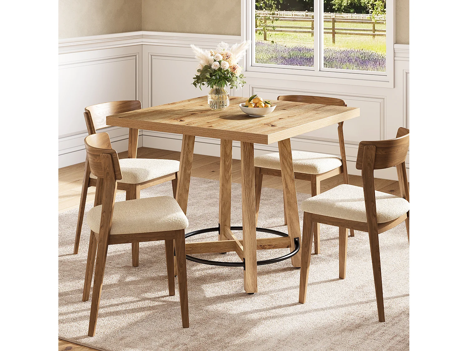 Table à manger moderne, table de cuisine carrée pour petits espaces, idéale pour 2 à 4 personnes