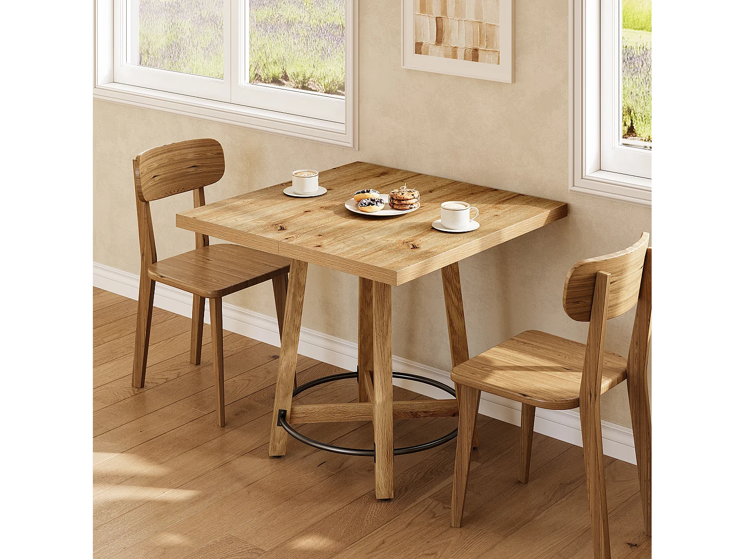 Table à manger moderne, table de cuisine carrée pour petits espaces, idéale pour 2 à 4 personnes