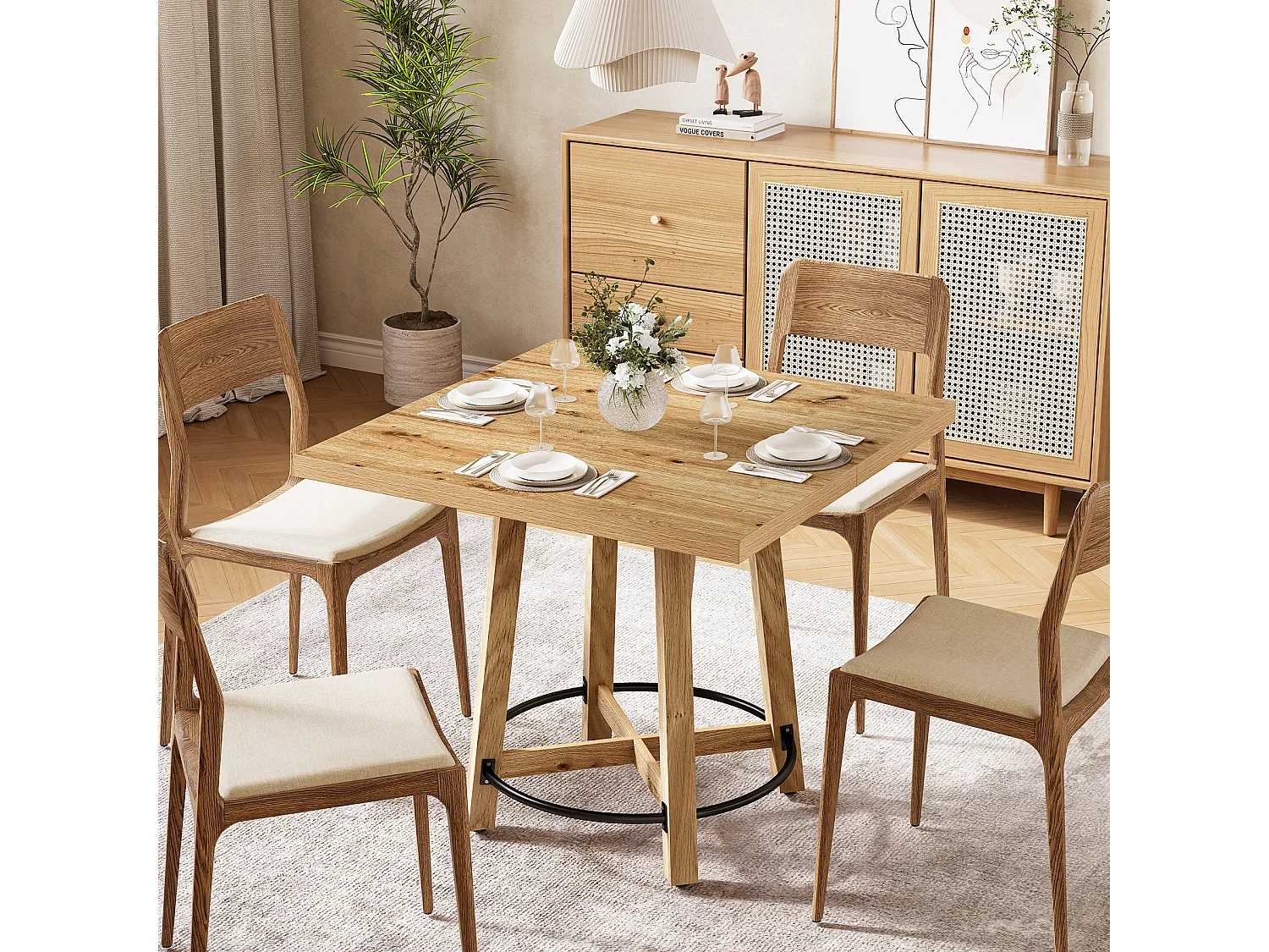 Table à manger moderne, table de cuisine carrée pour petits espaces, idéale pour 2 à 4 personnes