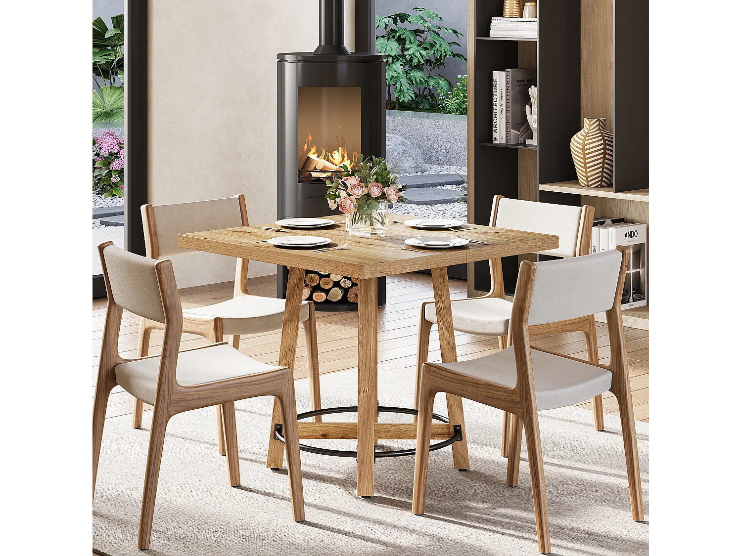 Table à manger moderne, table de cuisine carrée pour petits espaces, idéale pour 2 à 4 personnes