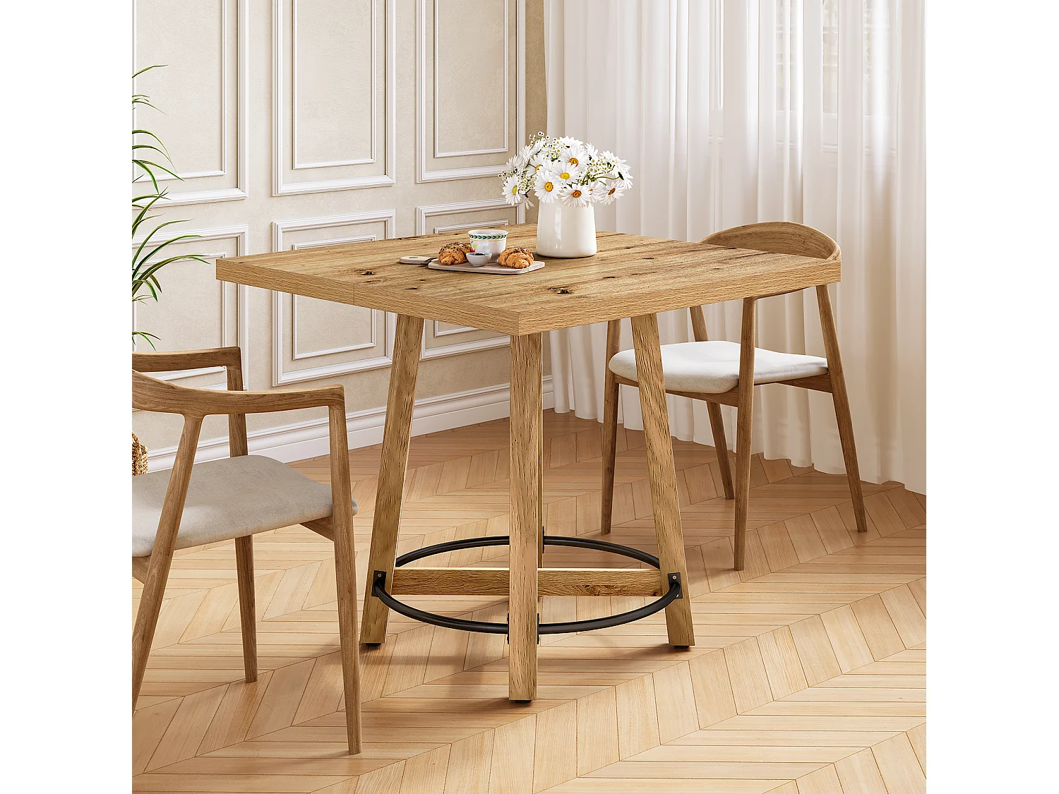 Table à manger moderne, table de cuisine carrée pour petits espaces, idéale pour 2 à 4 personnes