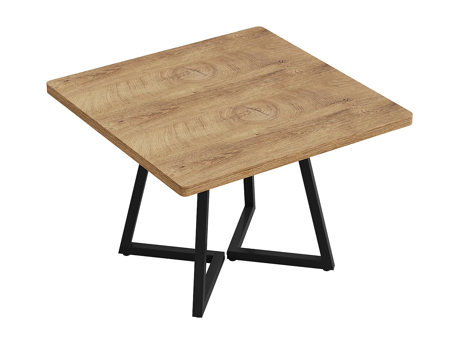 Table de salle à manger carrée pour 2 personnes, 80 cm, style moderne, avec piètement en métal