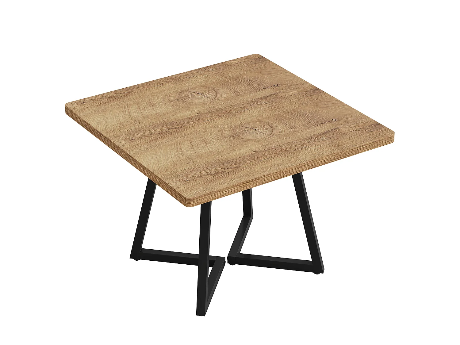 Table de salle à manger carrée pour 2 personnes, 80 cm, style moderne, avec piètement en métal