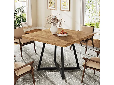 Table de salle à manger carrée pour 2 personnes, 80 cm, style moderne, avec piètement en métal