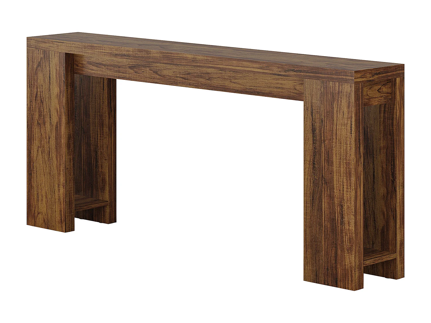 Console extra longue de 160 cm, table basse en bois de style campagnard à placer derrière le canapé