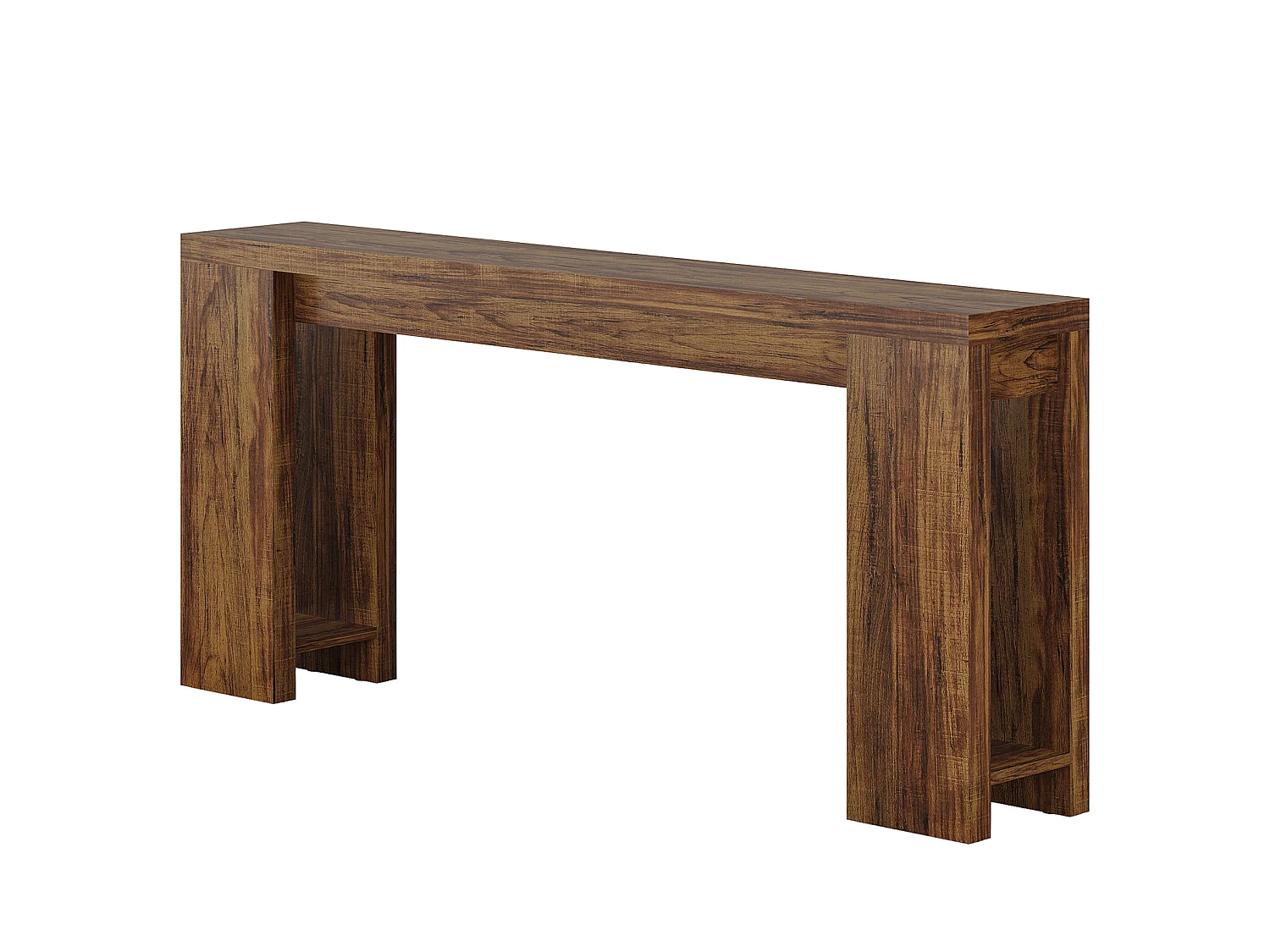 Console extra longue de 160 cm, table basse en bois de style campagnard à placer derrière le canapé