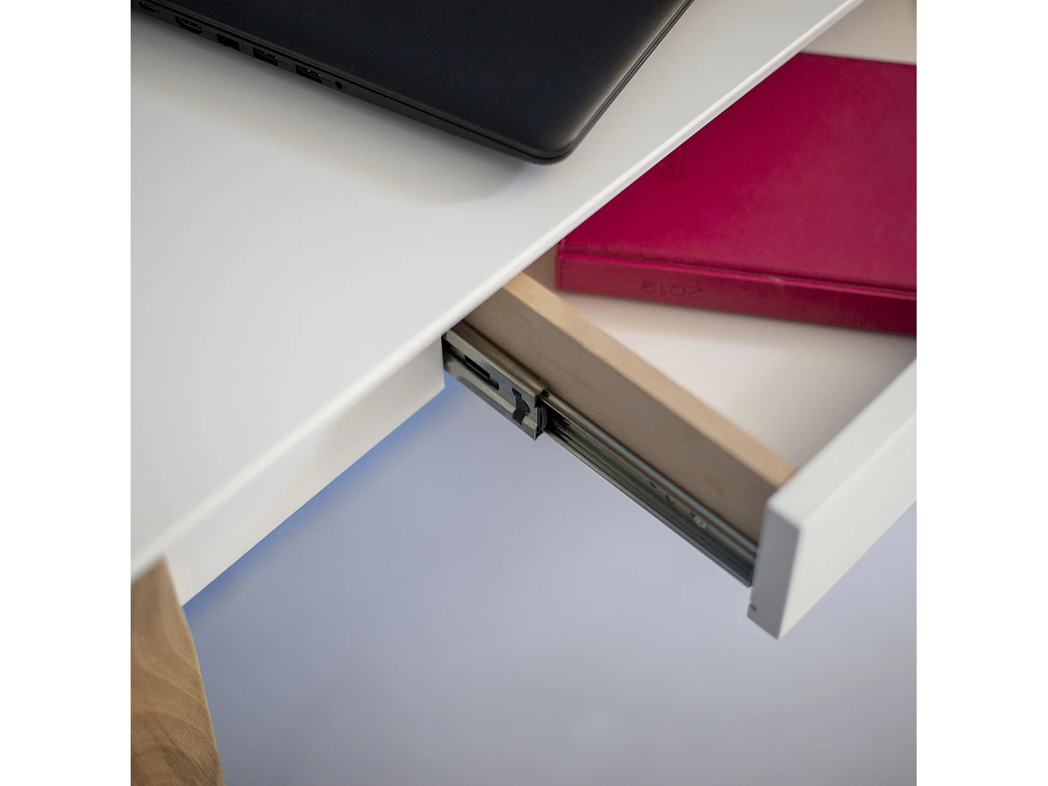 Petit bureau avec tiroir 65 x 40 cm Lillo Beige Brun | Pieds en hêtre