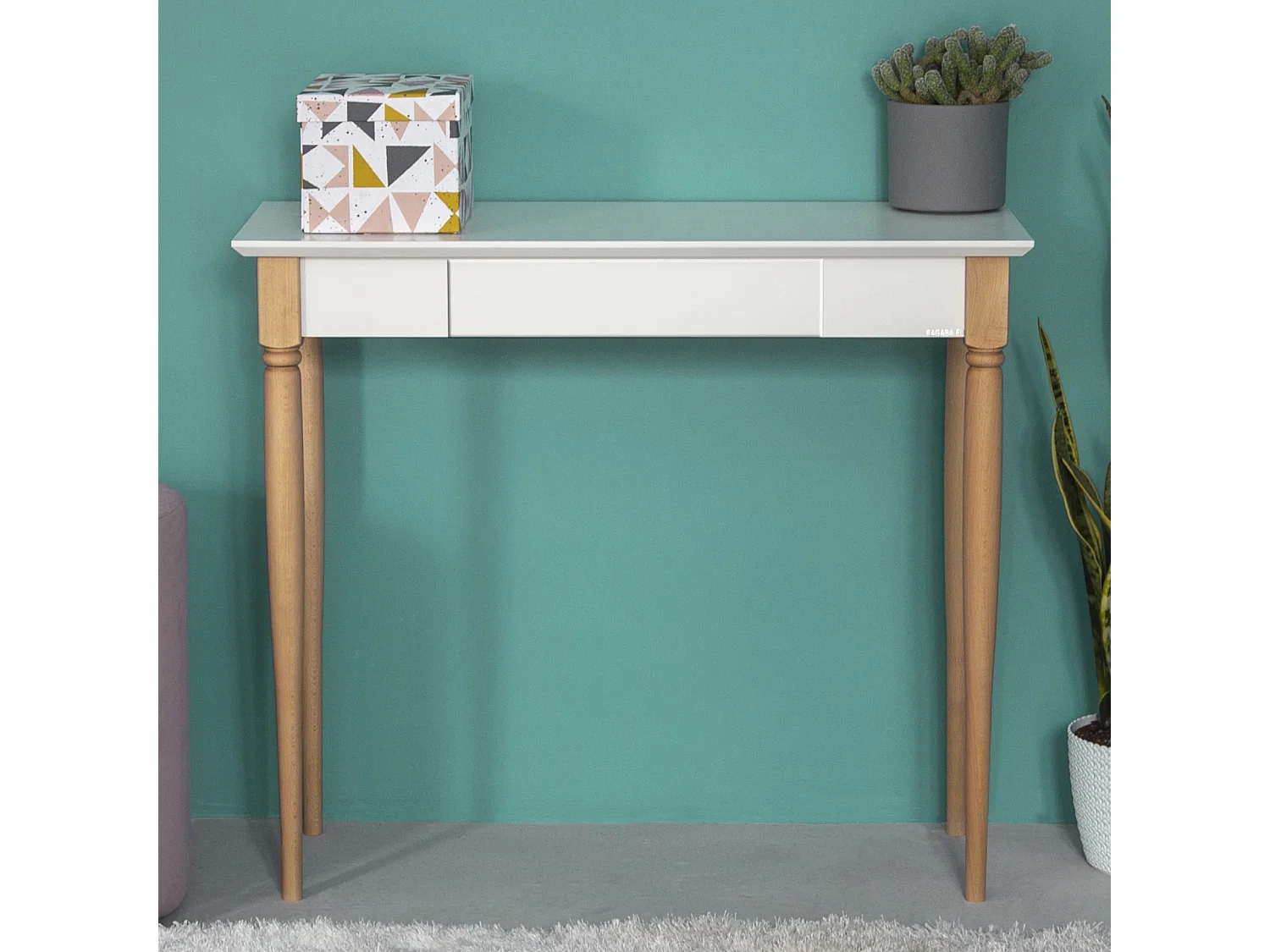 Petit bureau avec tiroir 105 x 40 cm Mamo Blanc | Pieds en hêtre