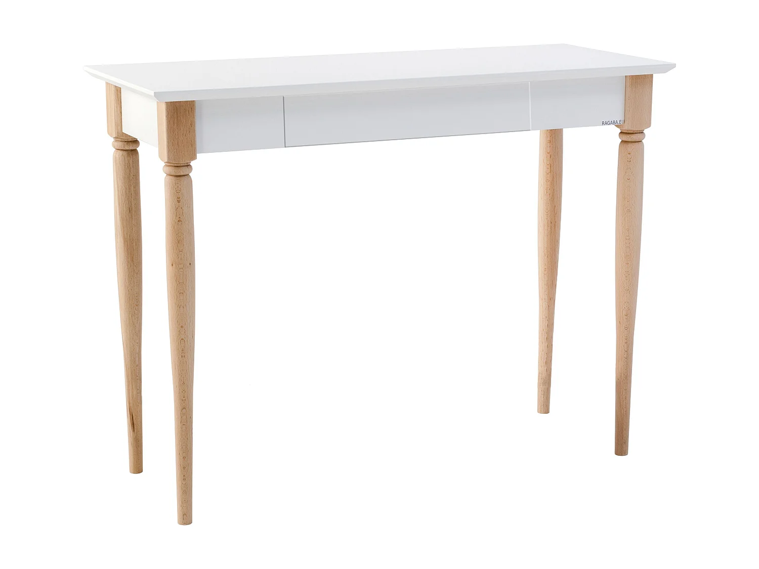 Lille skrivebord med skuff 105 x 40 cm Mamo Hvid | Ben i ask