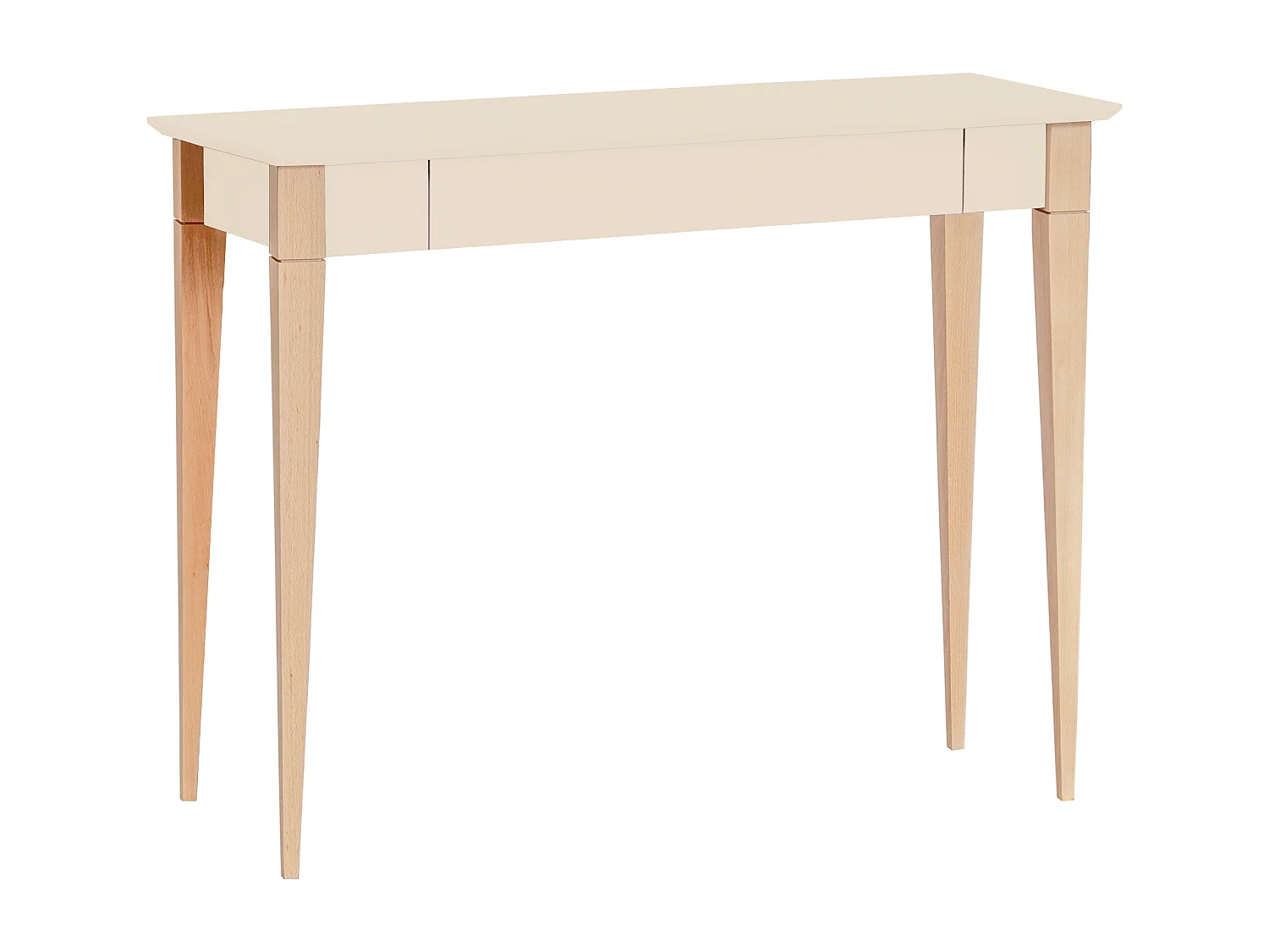 Petit bureau avec tiroir 105 x 40 cm Mimo Blanc Craie | Pieds en hêtre