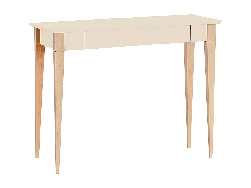 Petit bureau avec tiroir 105 x 40 cm Mimo Blanc Craie | Pieds en hêtre