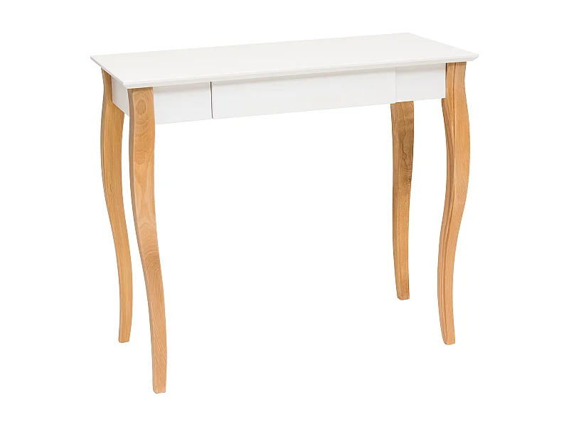 Petit bureau avec tiroir 85 x 40 cm Lillo Blanc | Pieds en hêtre