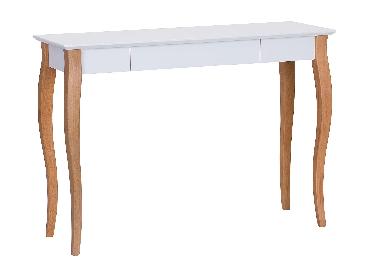 Lille skrivebord med skuffe 105 x 40 cm Lillo Hvid | Ben i bøgetræ